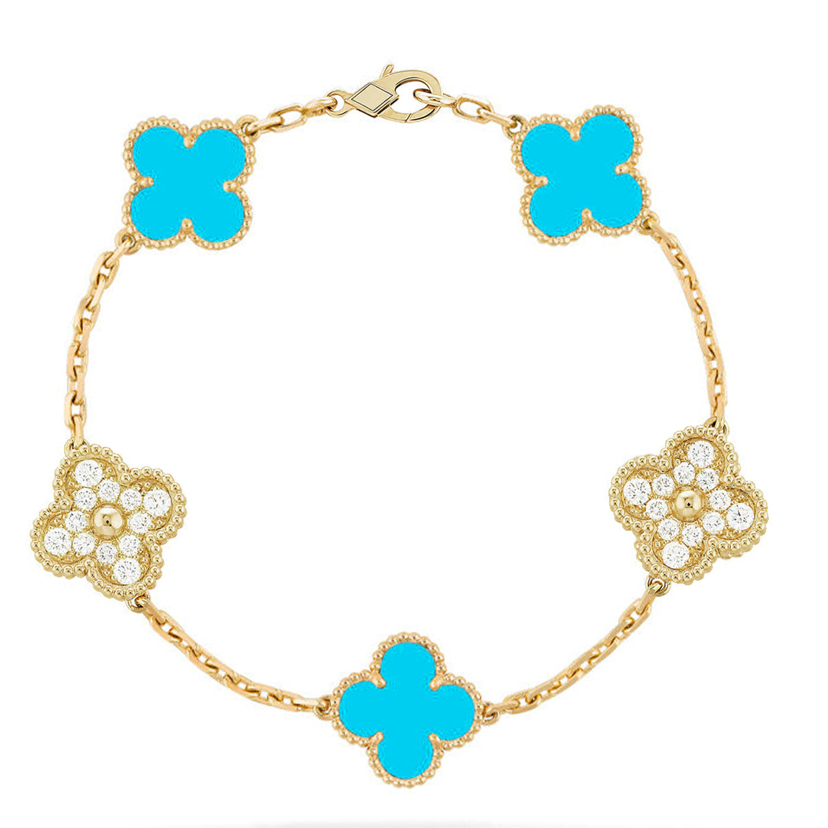 [Imperial]New  CLOVER 5 MOTIF TURQUOISE BRACELET COLLECTION