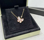 [Imperial] BUTTERFLY PINK MOTHER-OF-PEARL DIAMOND NECKLACE
