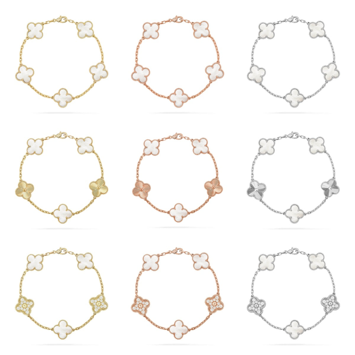 [Imperial]New CLOVER WHITE PEARL MOP 5 MOTIF BRACELET COLLECTION