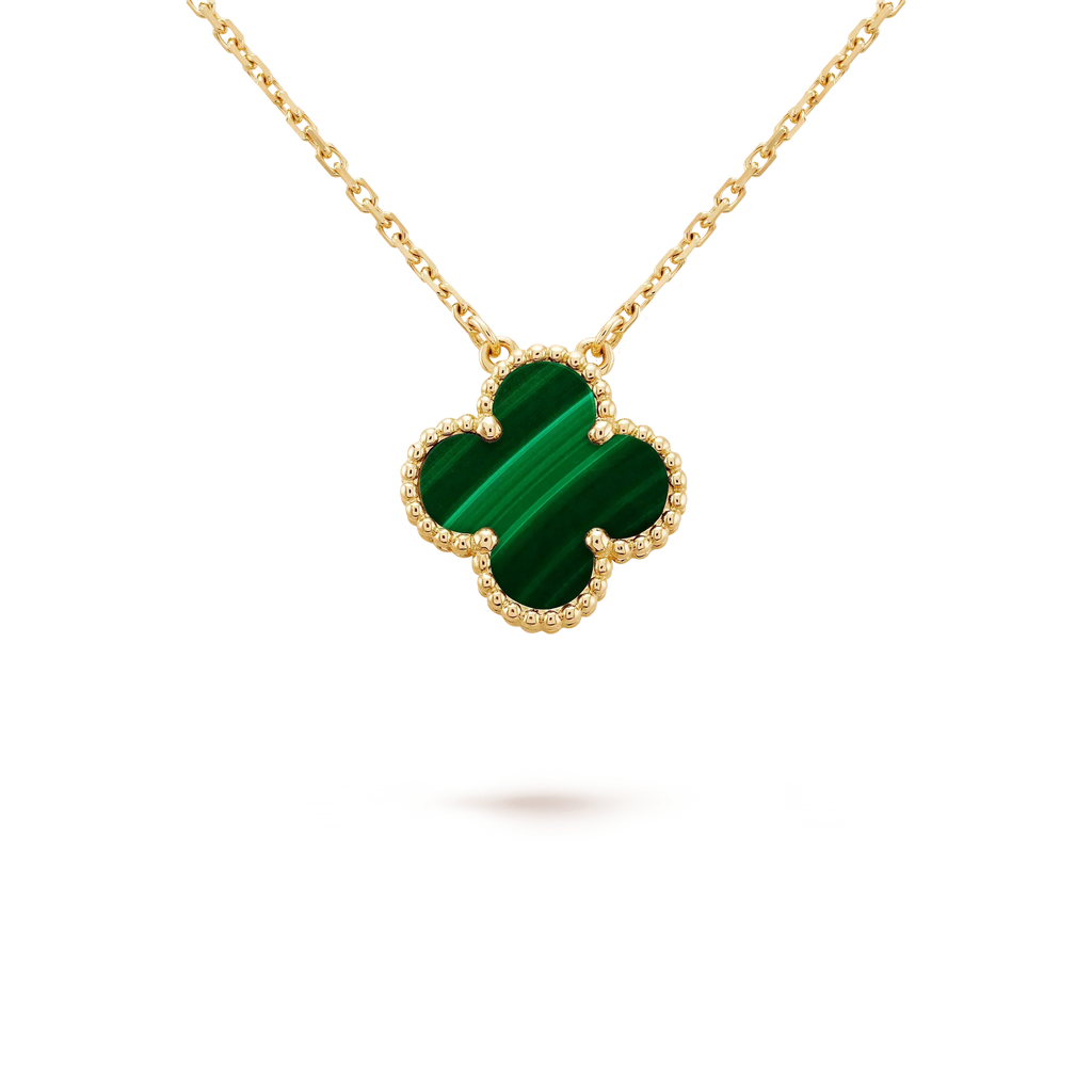 [Imperial] CLOVER 15MM MALACHITE SINGLE FLOWER  NECKLACE