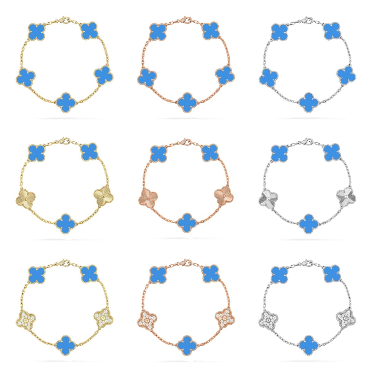 [Imperial]New CLOVER 5 MOTIF BLUE AGATE BRACELET COLLECTION