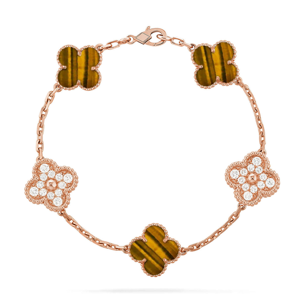 [Imperial]New  CLOVER 5 MOTIFS TIGER EYE BRACELET COLLECTION