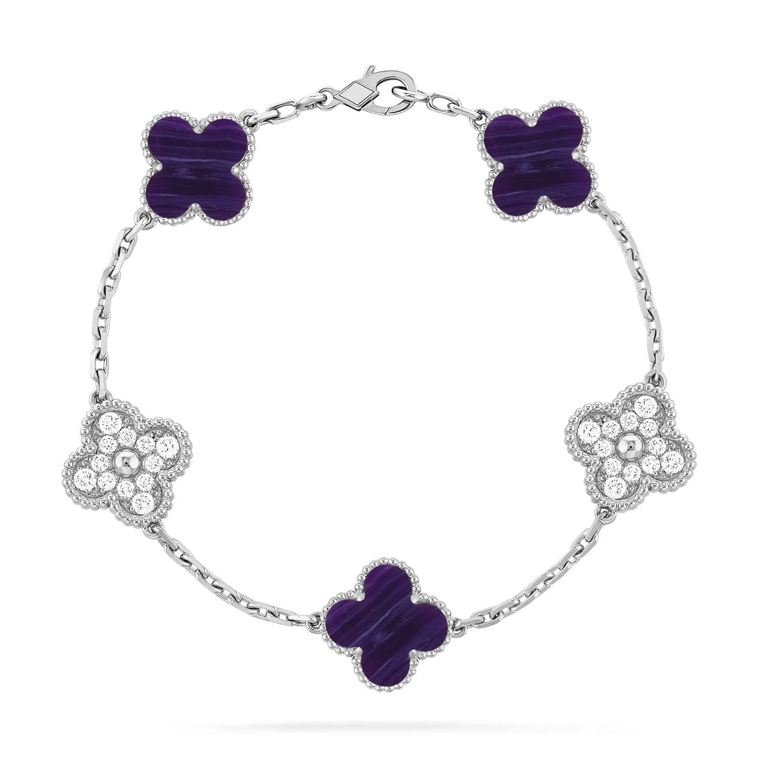 [Imperial]New CLOVER 5 MOTIF PURPLE STRIPES BRACELET COLLECTION