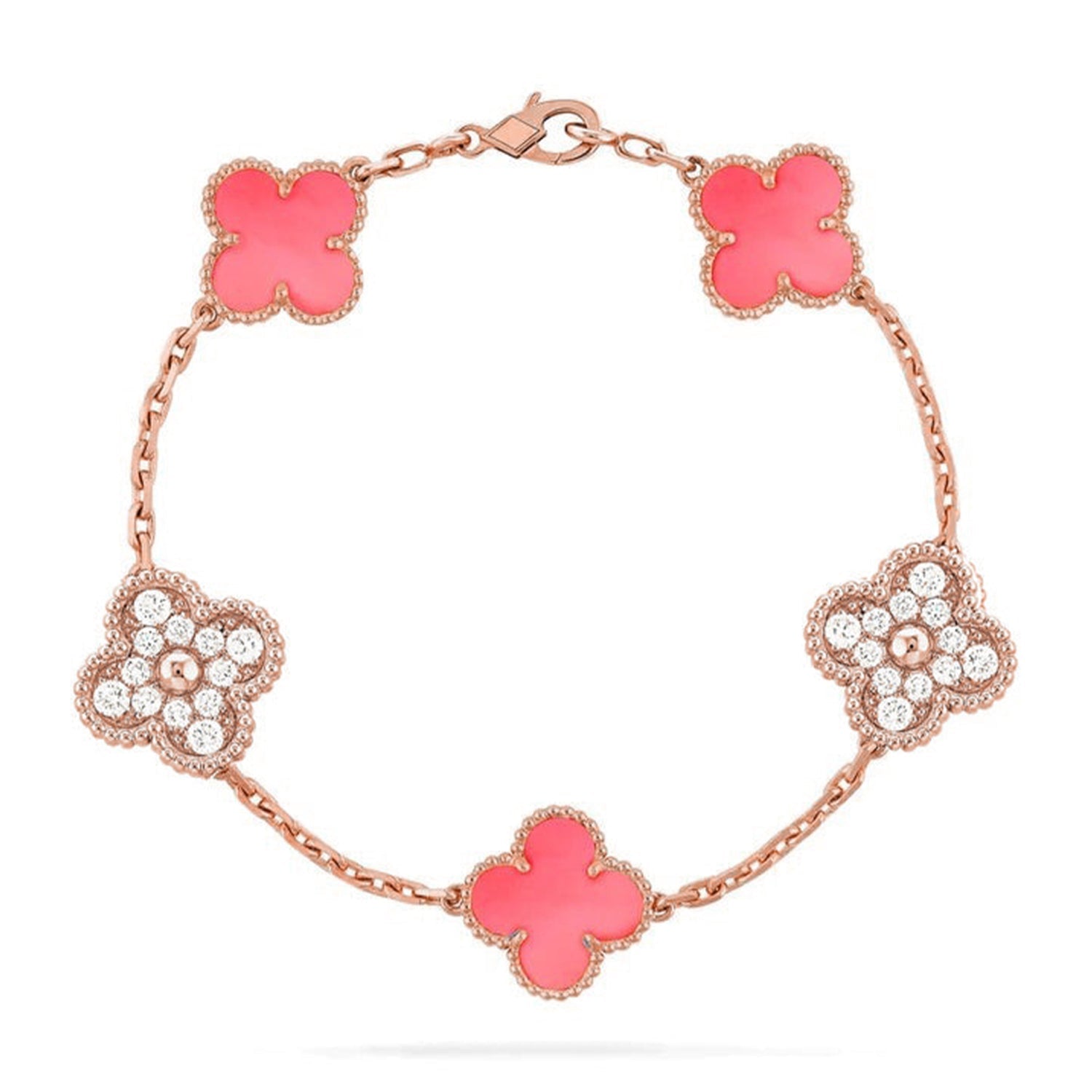 [Imperial]New  CLOVER 5 MOTIFS  PINK MOP BRACELET COLLECTION
