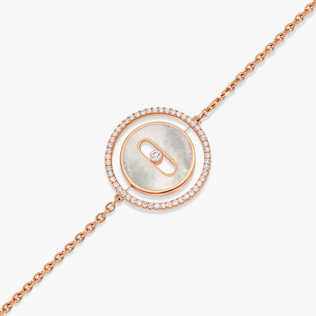 [Imperial] LUCKY MOVE WHITE MOTHER OF PEARL PINK GOLD DIAMOND BRACELET