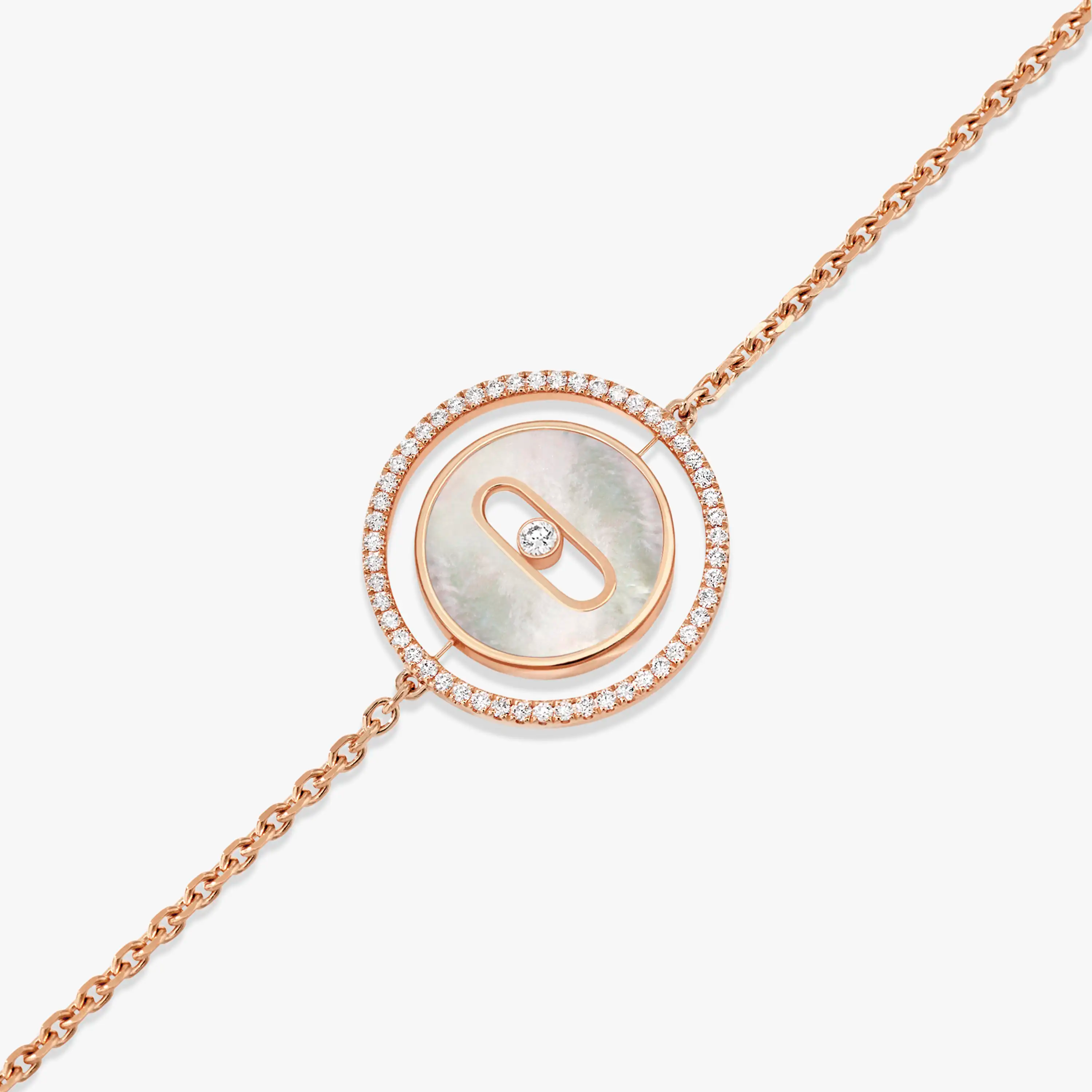 [Imperial] LUCKY MOVE WHITE MOTHER OF PEARL PINK GOLD DIAMOND BRACELET