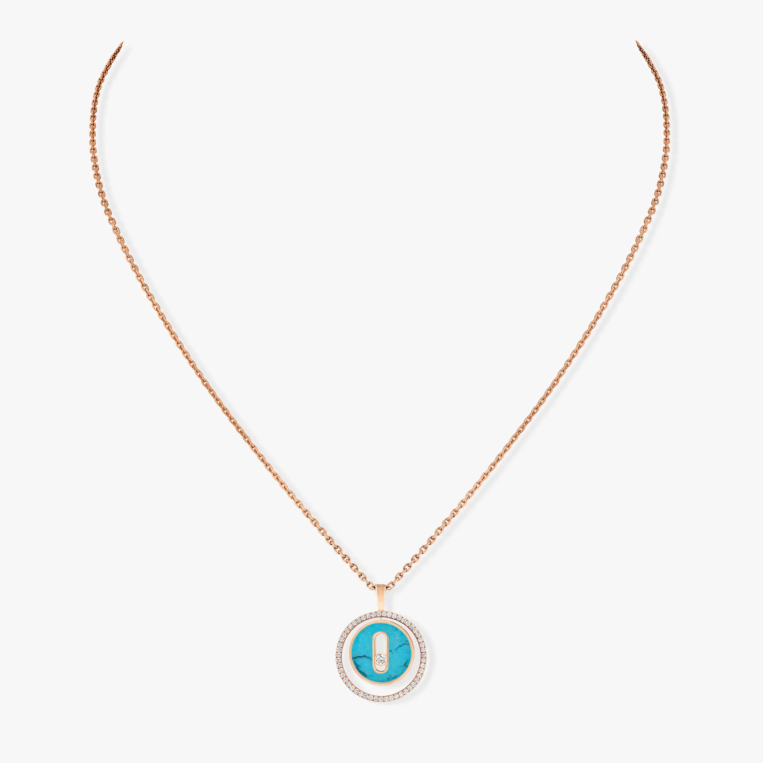 [Imperial]  MOVE 1 DIAMOND TURQUOISE PINK GOLD DIAMOND NECKLACE