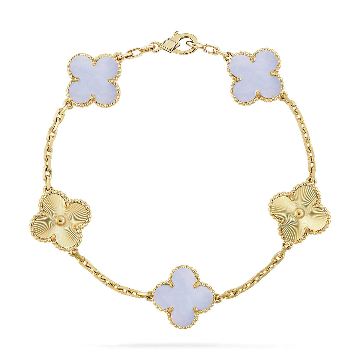 [Imperial]New  CLOVER 5 MOTIF PURPLE CHALCEDONY BRACELET COLLECTION