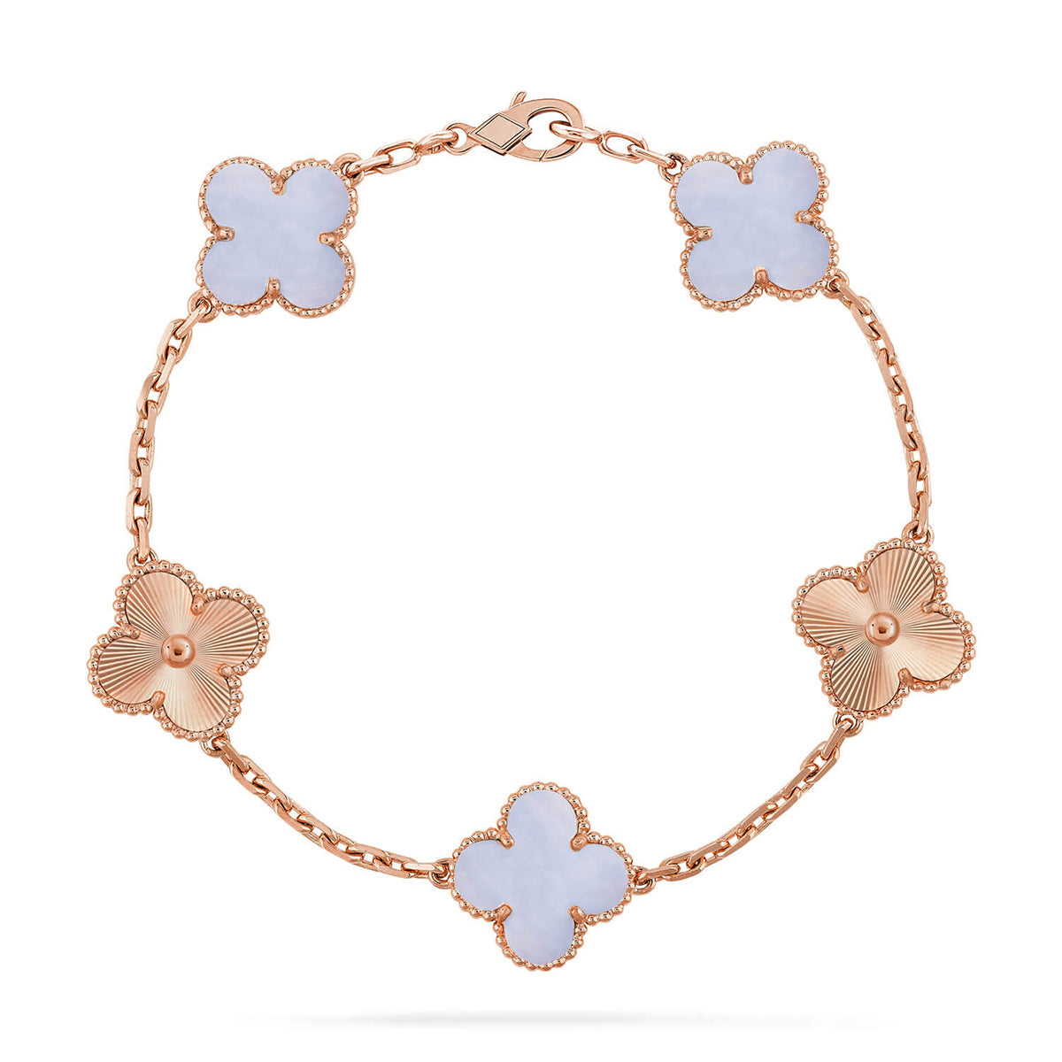 [Imperial]New  CLOVER 5 MOTIF PURPLE CHALCEDONY BRACELET COLLECTION