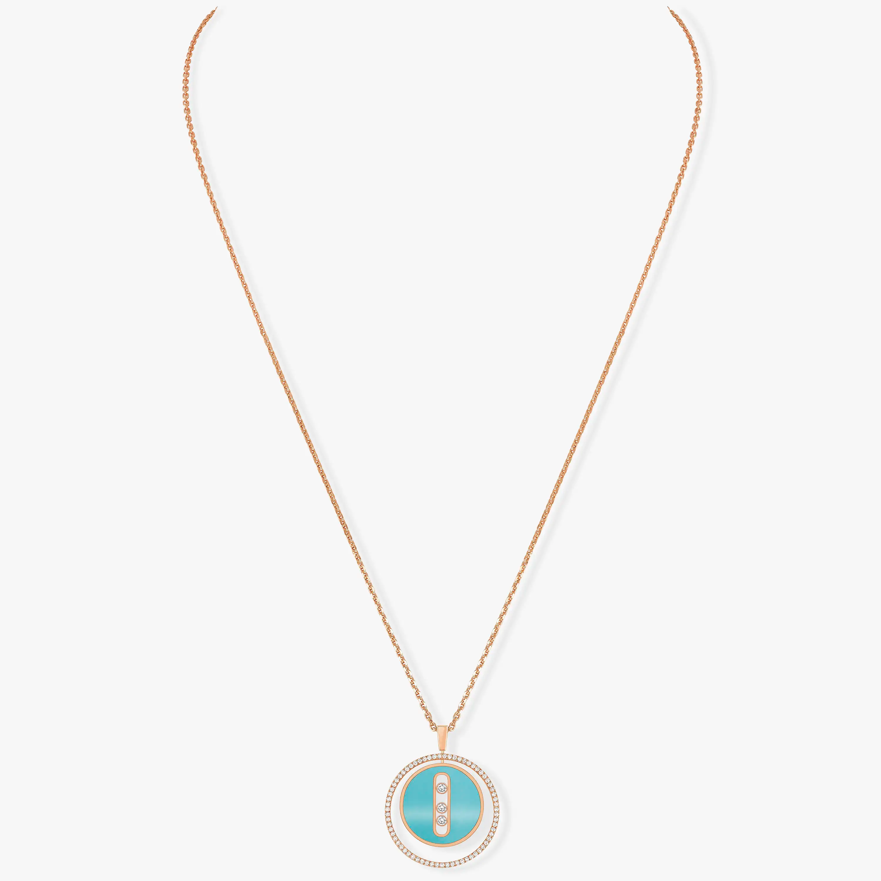 [Imperial]  MOVE 3 DIAMONDS TURQUOISE PINK GOLD DIAMOND NECKLACE