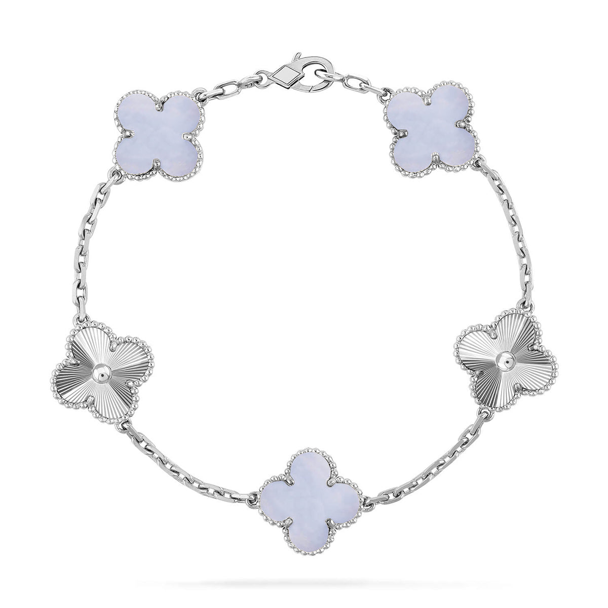 [Imperial]New  CLOVER 5 MOTIF PURPLE CHALCEDONY BRACELET COLLECTION