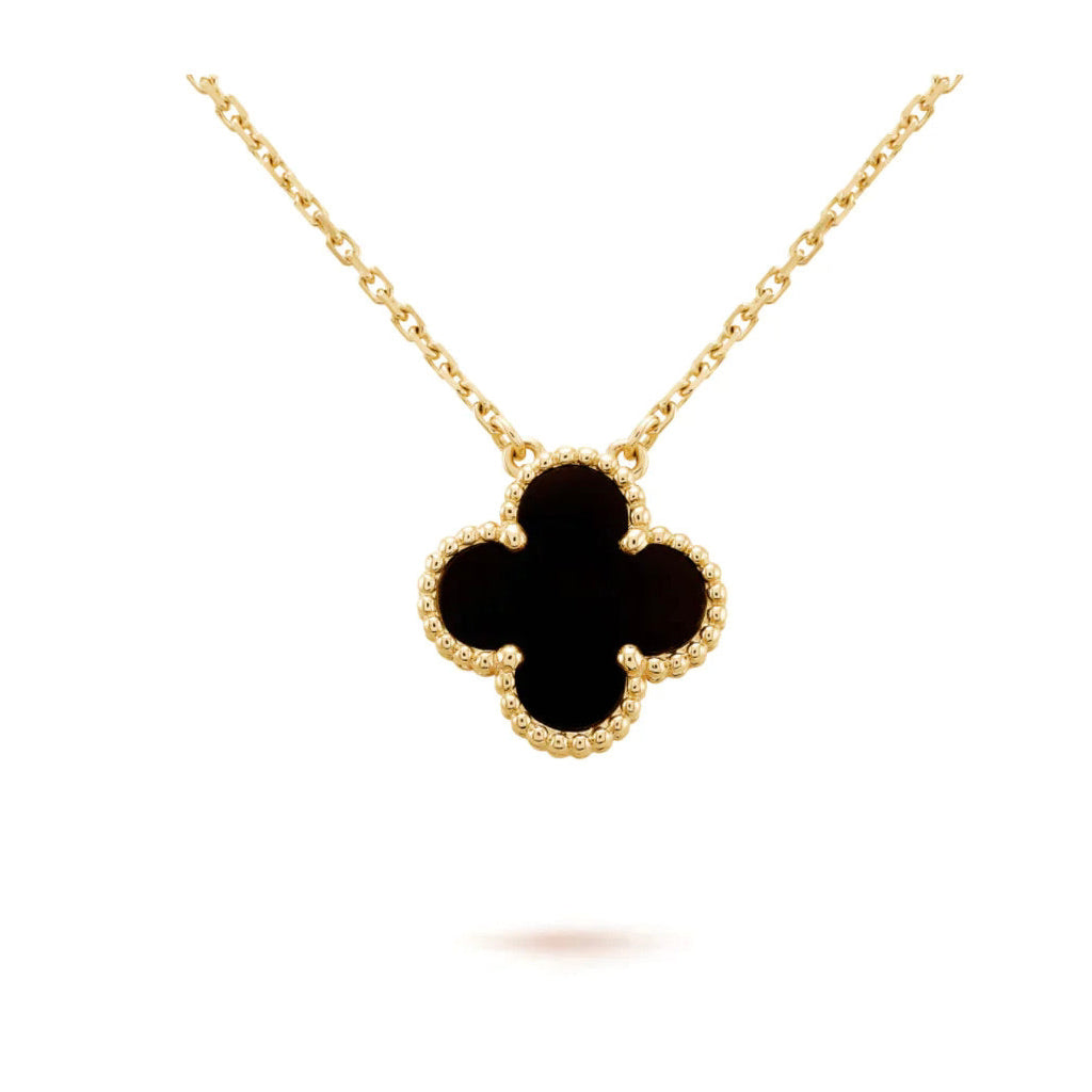 [Imperial] CLOVER 15MM BLACK ONYX SINGLE FLOWER NECKLACE