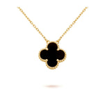 [Imperial] CLOVER 15MM BLACK ONYX SINGLE FLOWER NECKLACE
