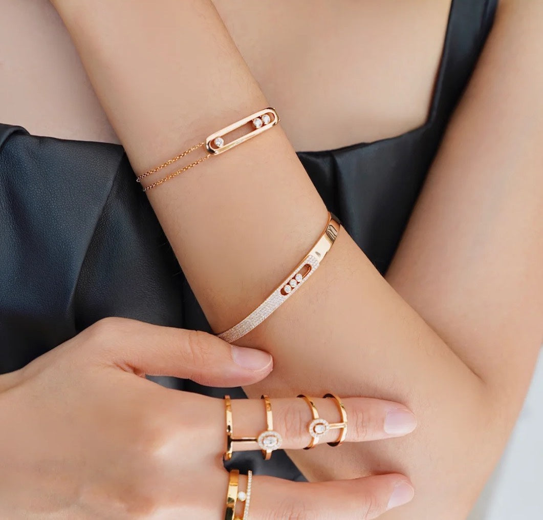 [Imperial] Move Noa Rose Gold Pavé Diamond Bangle Bracelet