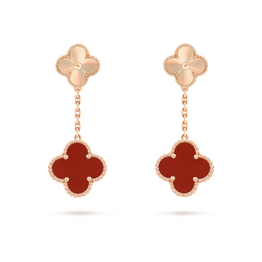 [Imperial] CLOVER 2 MOTIF  LASER CARNELIAN EARRINGS
