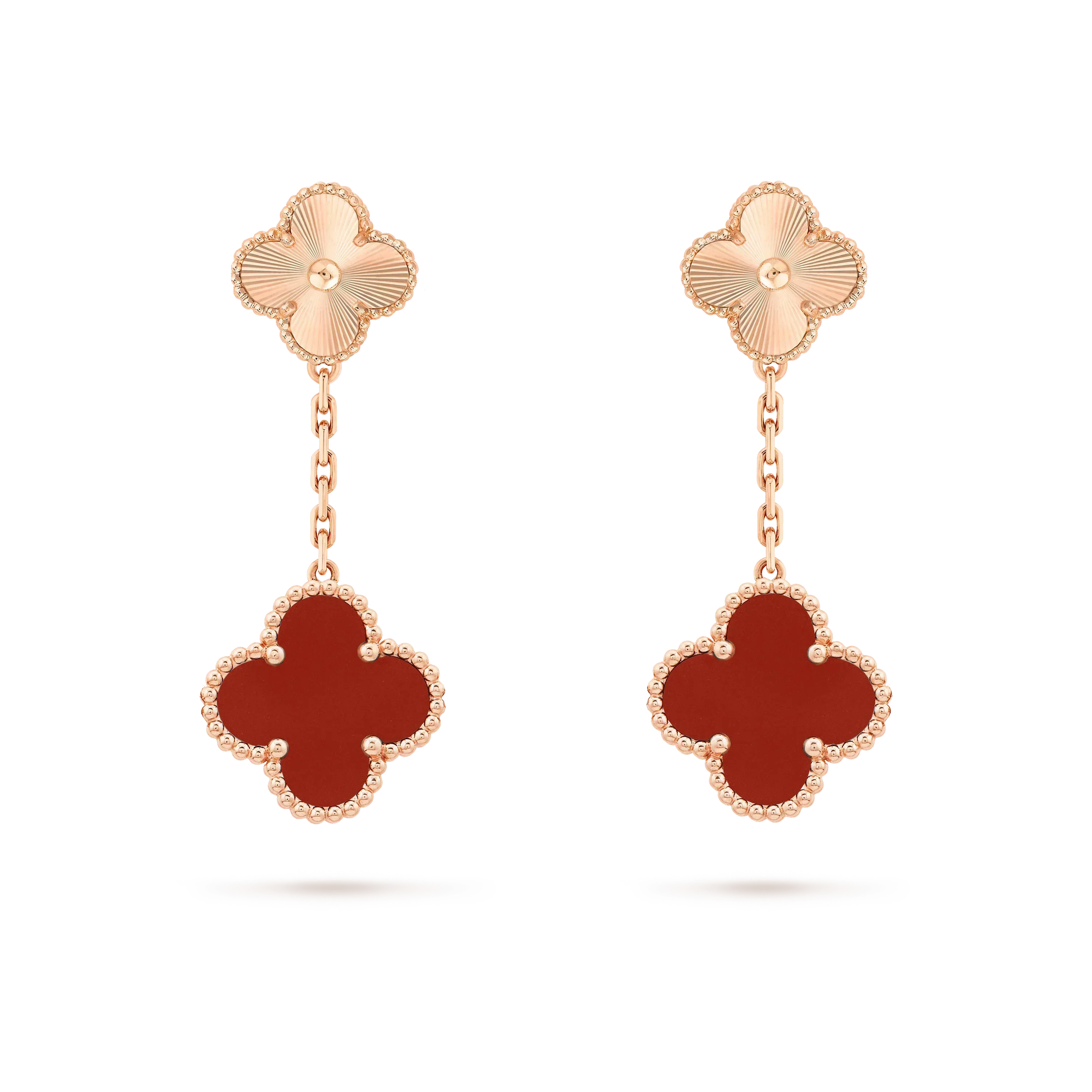 [Imperial] CLOVER 2 MOTIF  LASER CARNELIAN EARRINGS