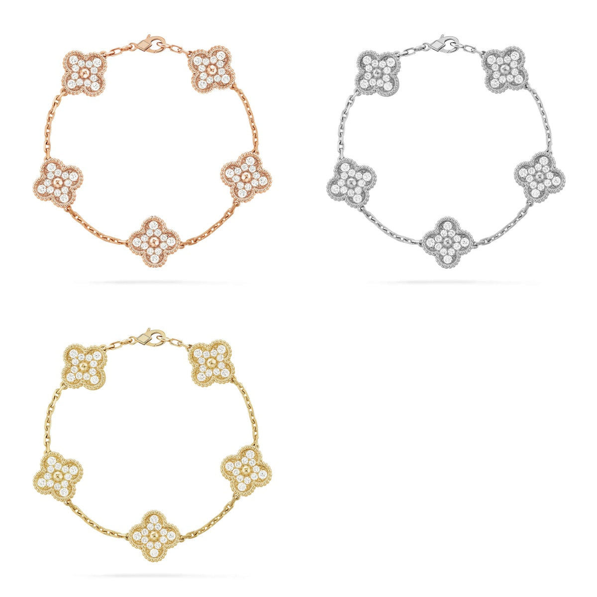 [Imperial] New  CLOVER 5 MOTIF FULL DIAMOND BRACELET COLLECTION
