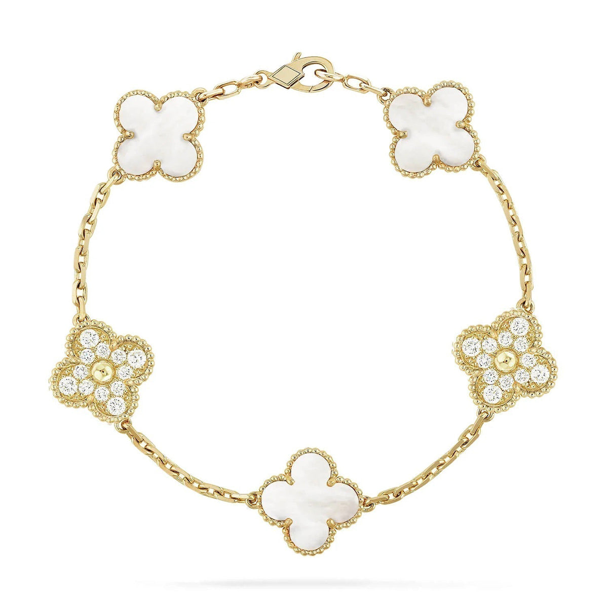 [Imperial]New CLOVER WHITE PEARL MOP 5 MOTIF BRACELET COLLECTION