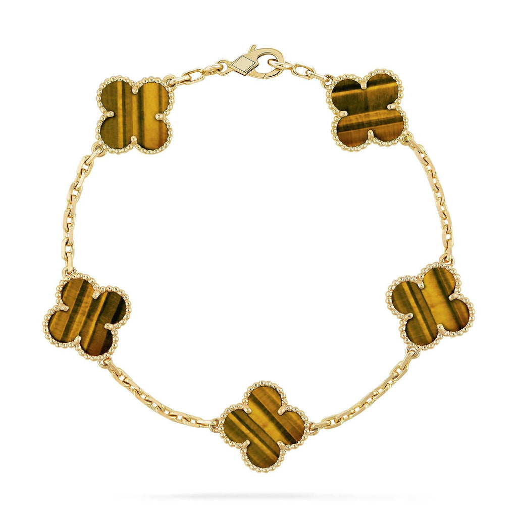 [Imperial]New  CLOVER 5 MOTIFS TIGER EYE BRACELET COLLECTION