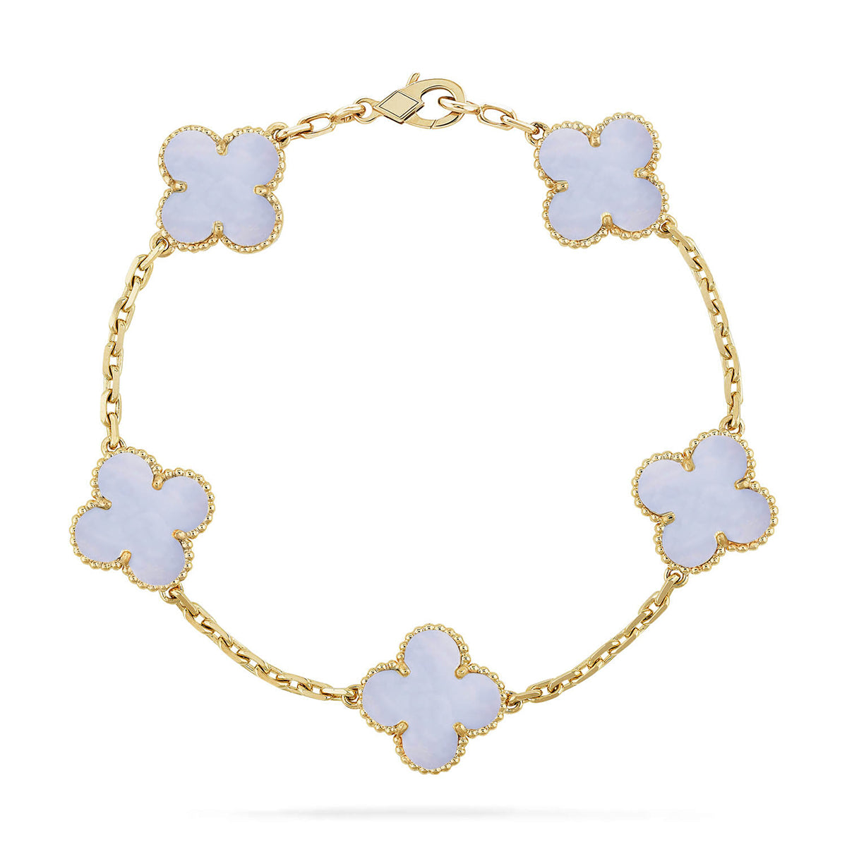 [Imperial]New  CLOVER 5 MOTIF PURPLE CHALCEDONY BRACELET COLLECTION