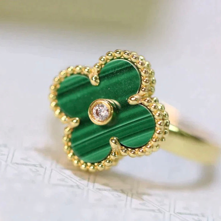 [Imperial] CLOVER MALACHITE RING GOLD DIAMOND