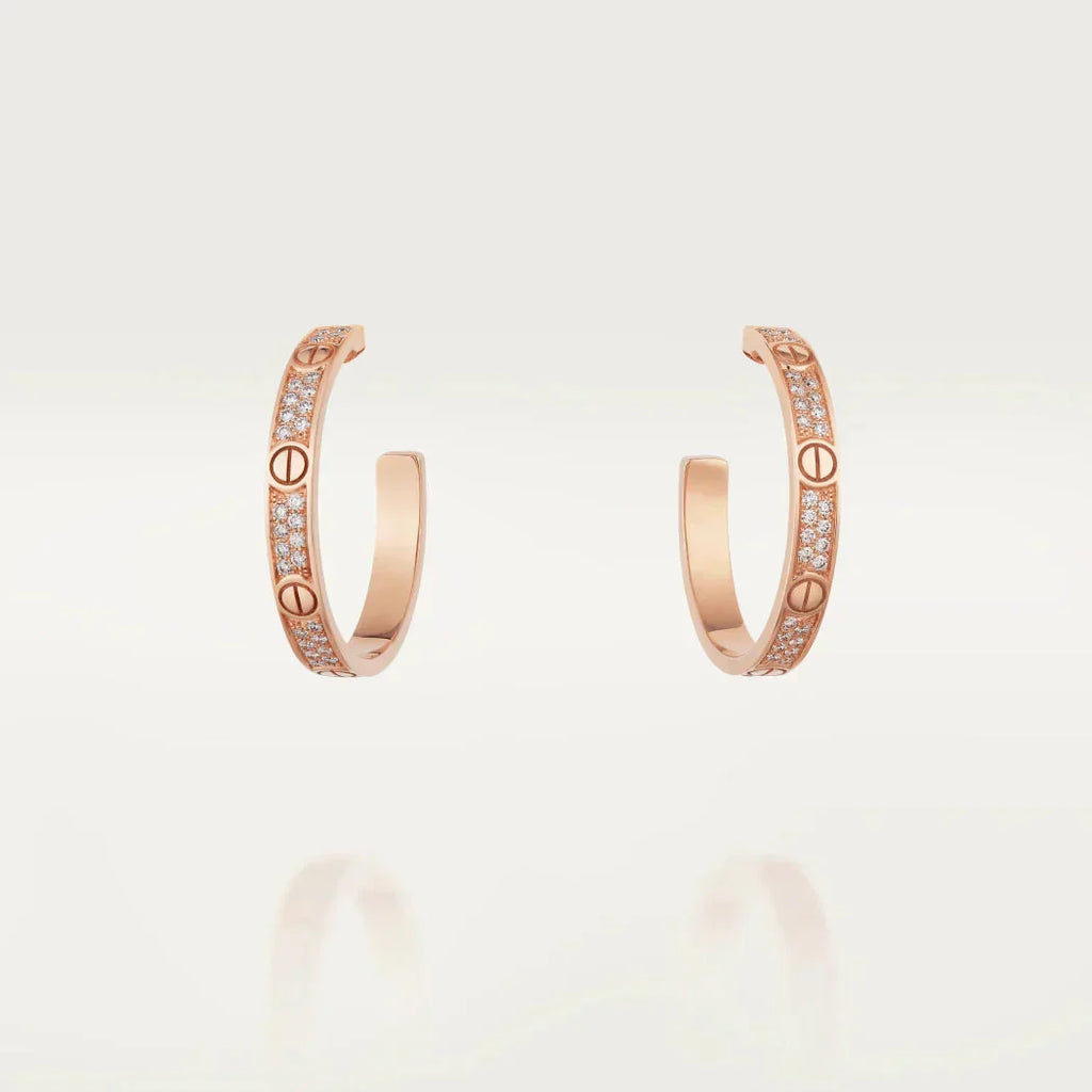 [Imperial] LOVE DIAMOND PINK GOLD HOOP EARRINGS