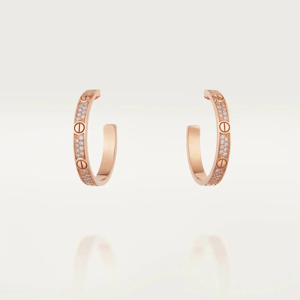 [Imperial] LOVE DIAMOND PINK GOLD HOOP EARRINGS