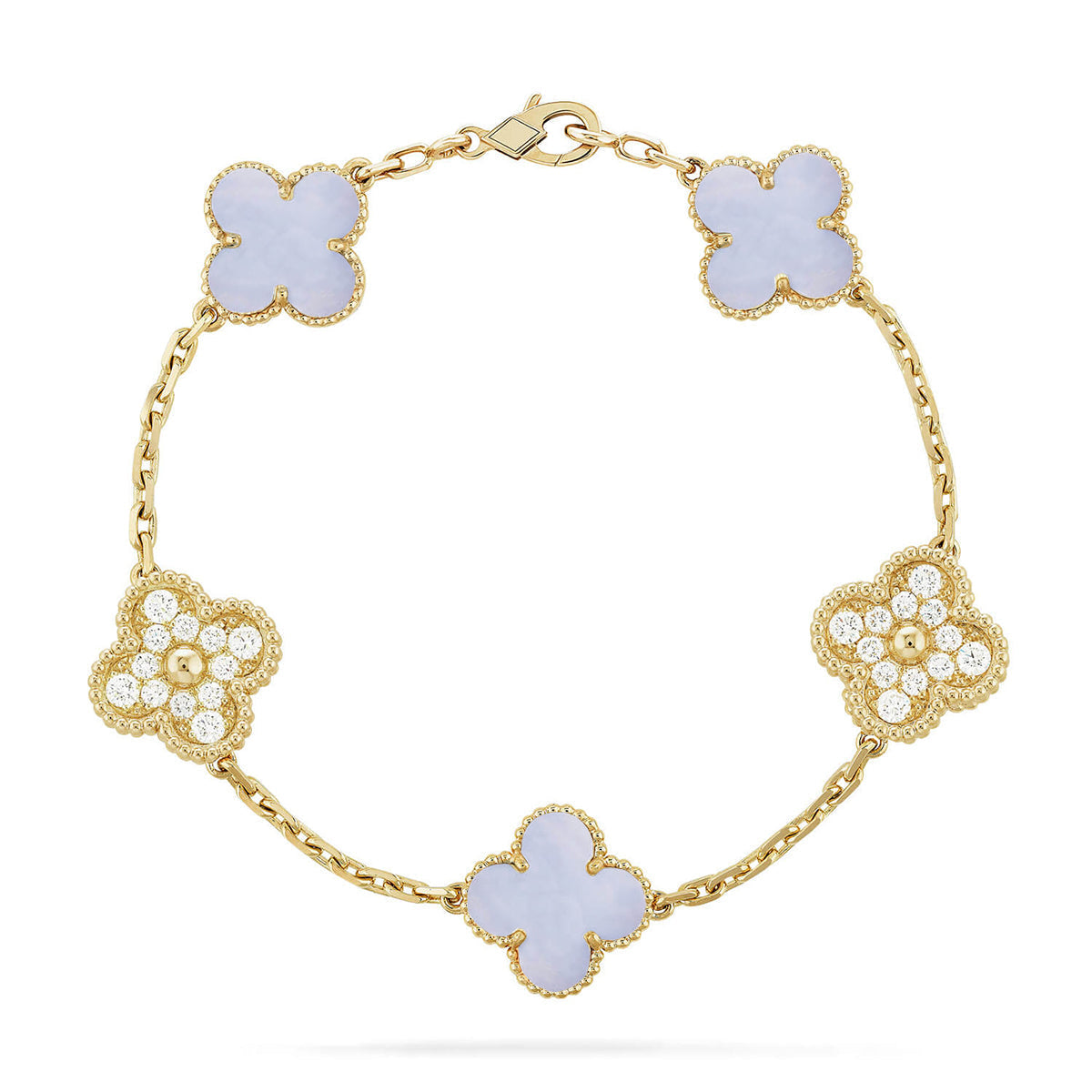 [Imperial]New  CLOVER 5 MOTIF PURPLE CHALCEDONY BRACELET COLLECTION