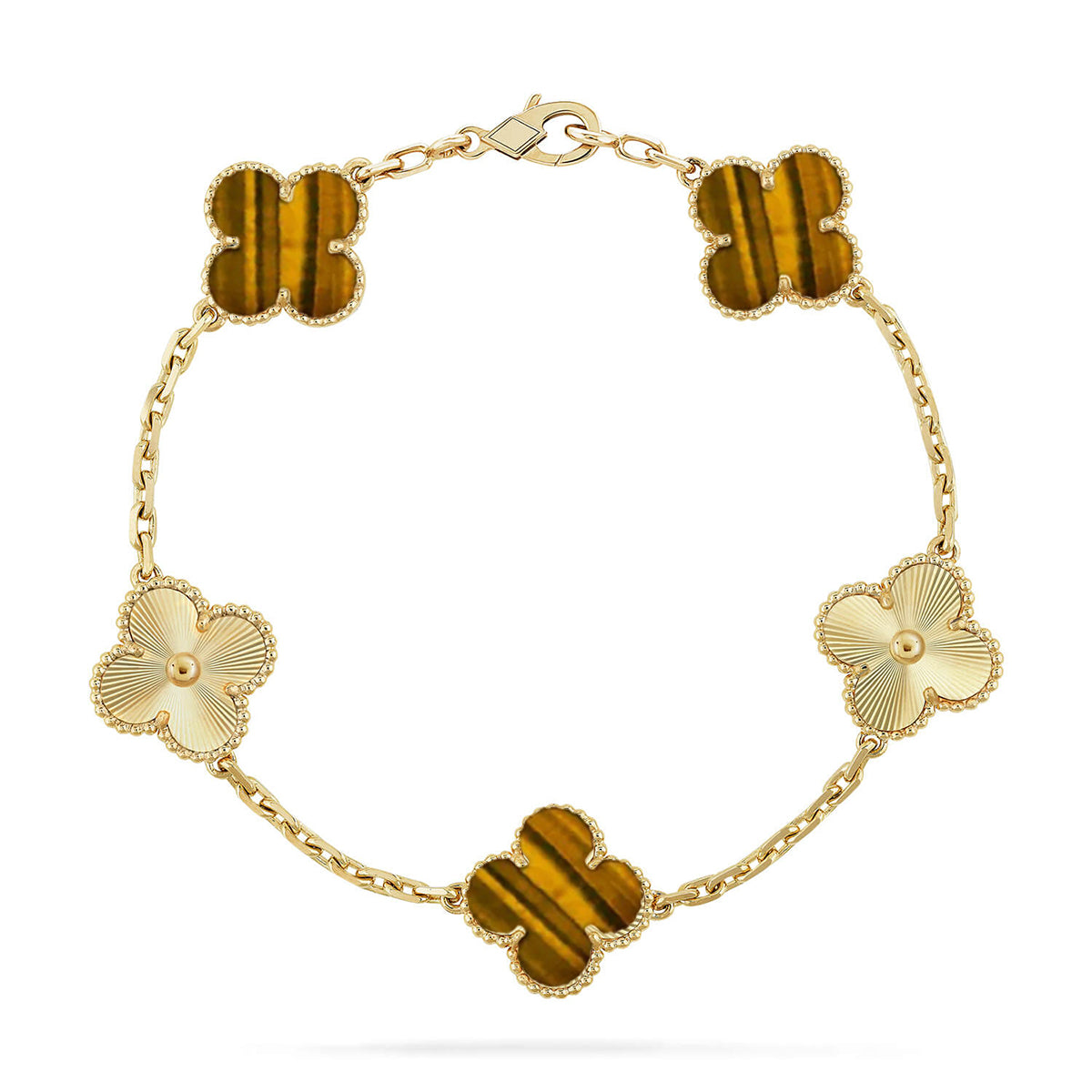[Imperial]New  CLOVER 5 MOTIFS TIGER EYE BRACELET COLLECTION