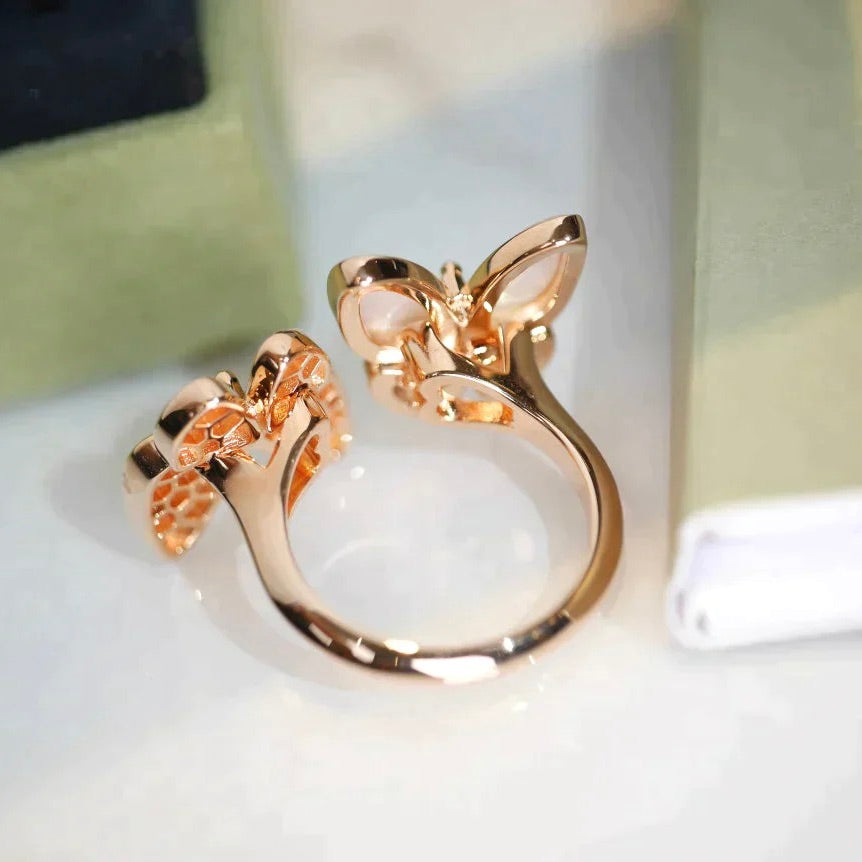 [Imperial] TWIN BUTTERFLY DIAMOND MOP RING
