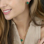[Imperial] CLOVER MINI 9.5MM MALACHITE  EARRINGS