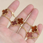 [Imperial]New  CLOVER 5 MOTIF RED CORNELIAN BRACELET COLLECTION
