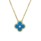 [Imperial] CLOVER 15MM DIAMOND AND BLUE AGATE NECKLACE