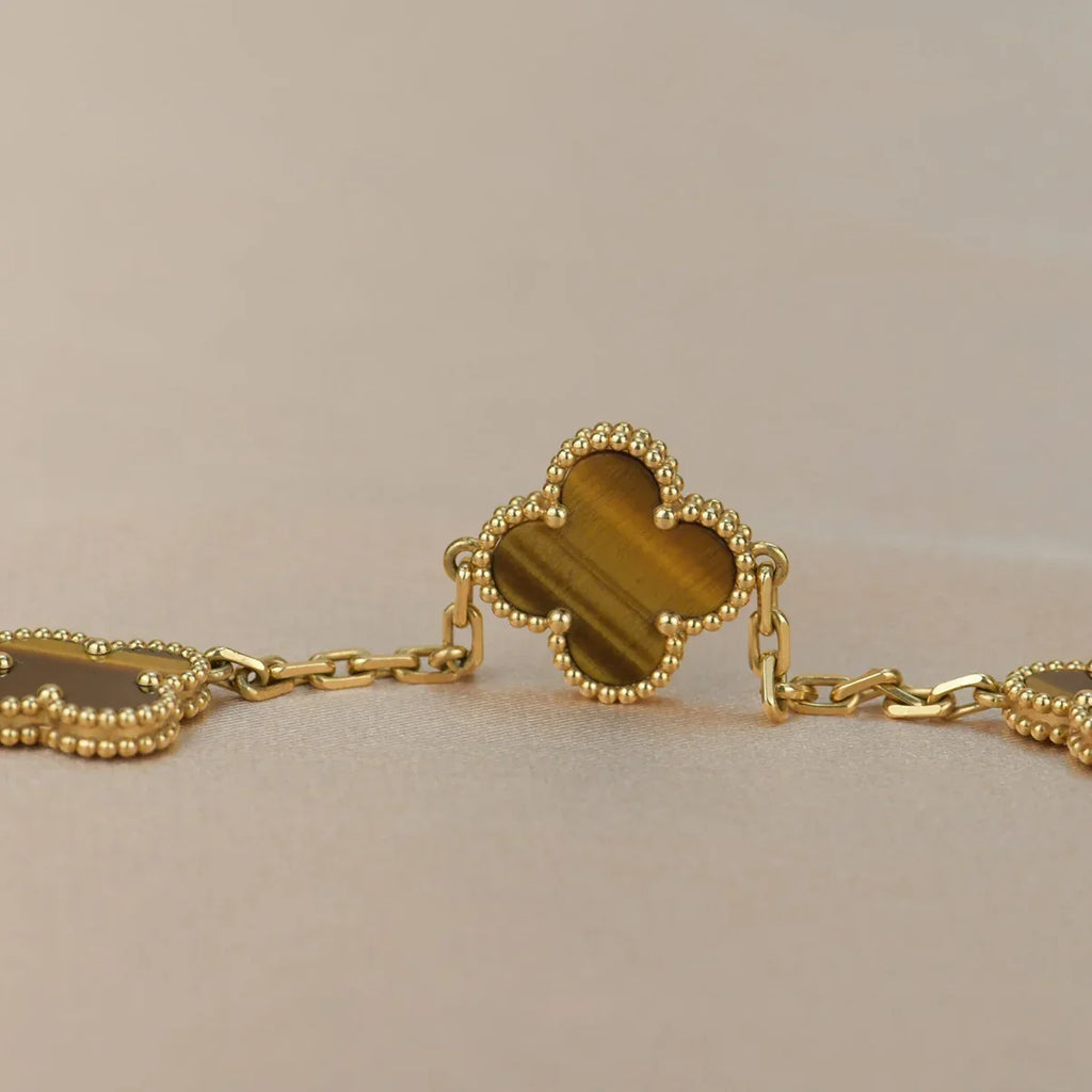 [Imperial]New  CLOVER 5 MOTIFS TIGER EYE BRACELET COLLECTION