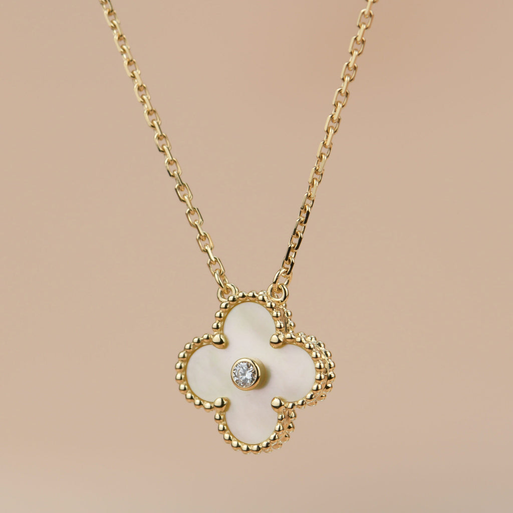 [Imperial] CLOVER 15MM DIAMOND GOLD MOTHER OF PEARL NECKLACE