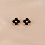 [Imperial] CLOVER MEDIUM 1 MOTIFS ONYX DIAMOND EARRINGS