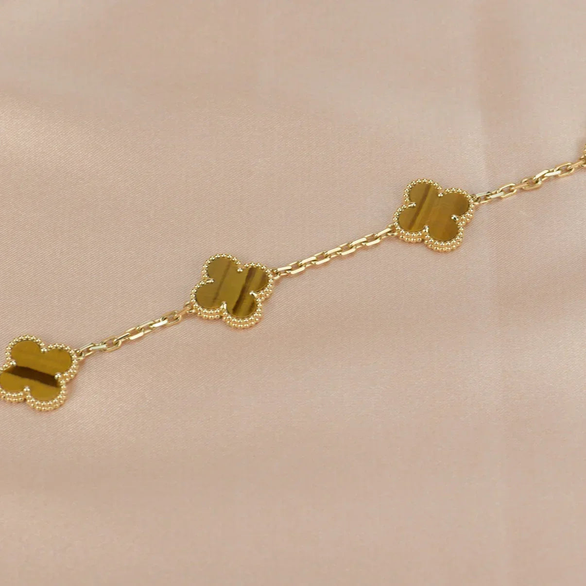 [Imperial]New  CLOVER 5 MOTIFS TIGER EYE BRACELET COLLECTION