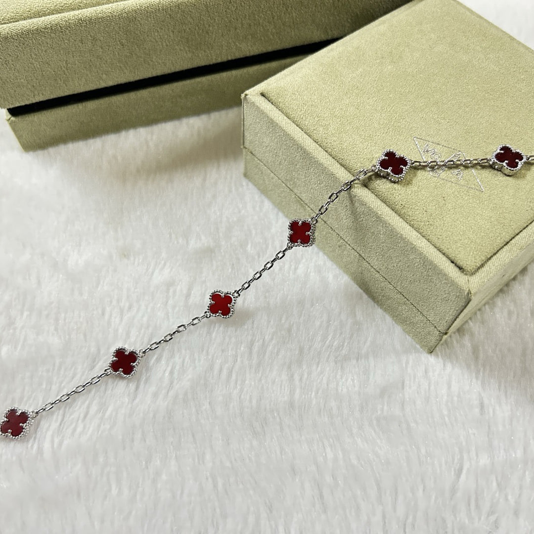 [Imperial]CLOVER 6 MOTIF RED AGATE BRACELET