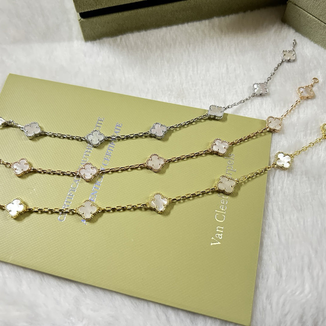 [Imperial]CLOVER 6 MOTIF WHITE MOP BRACELET