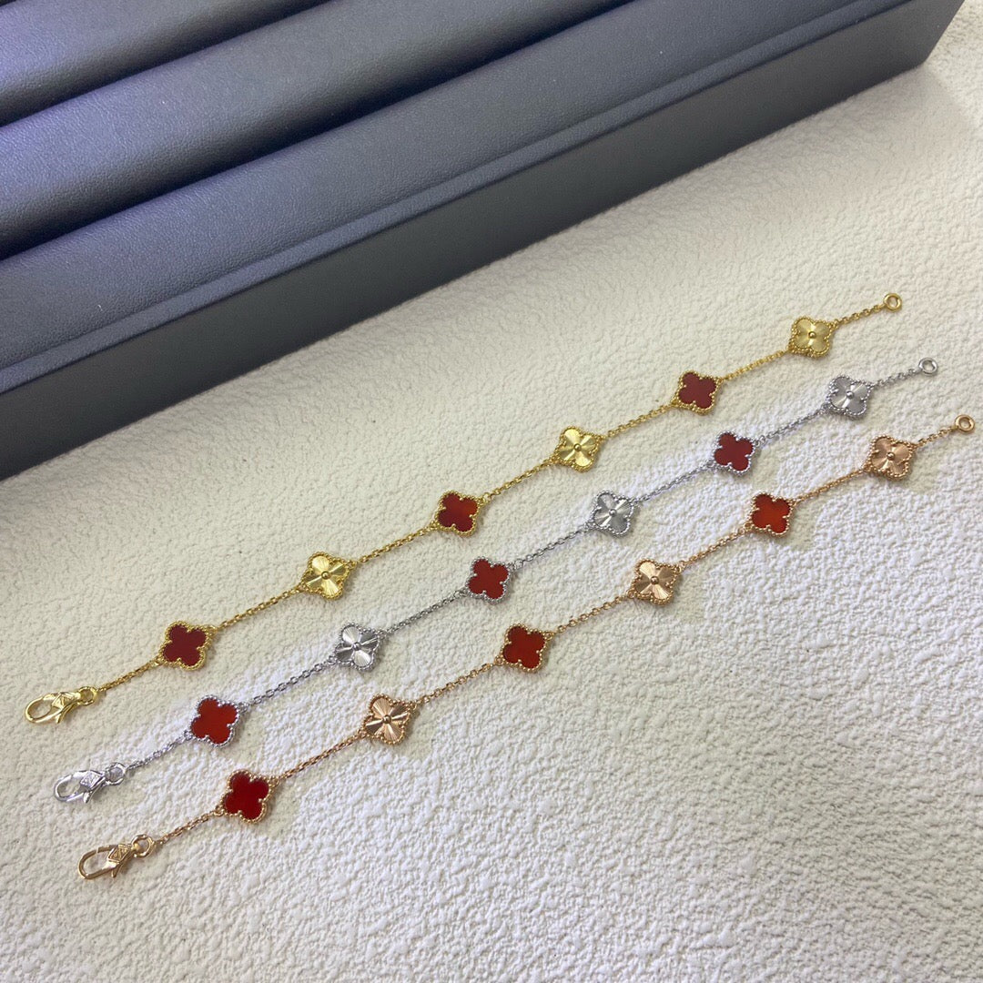 [Imperial]CLOVER 6 MOTIF RED AGATE LASER BRACELET