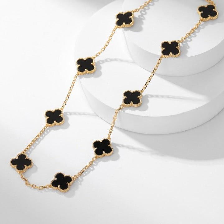 [Imperial] CLOVER 10 MOTIFS ONYX NECKLACE
