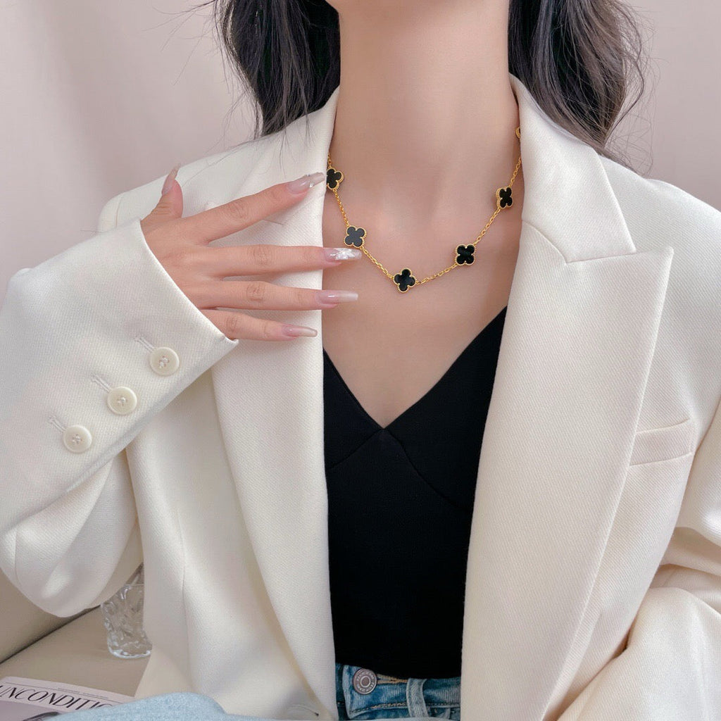 [Imperial] CLOVER 10 MOTIFS ONYX NECKLACE