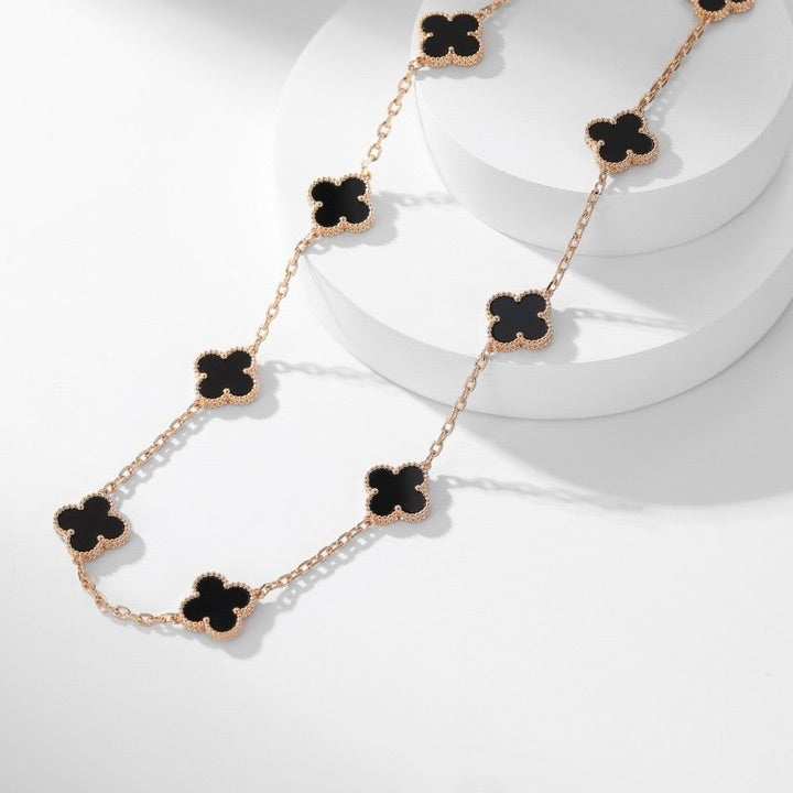 [Imperial] CLOVER 10 MOTIFS ONYX NECKLACE