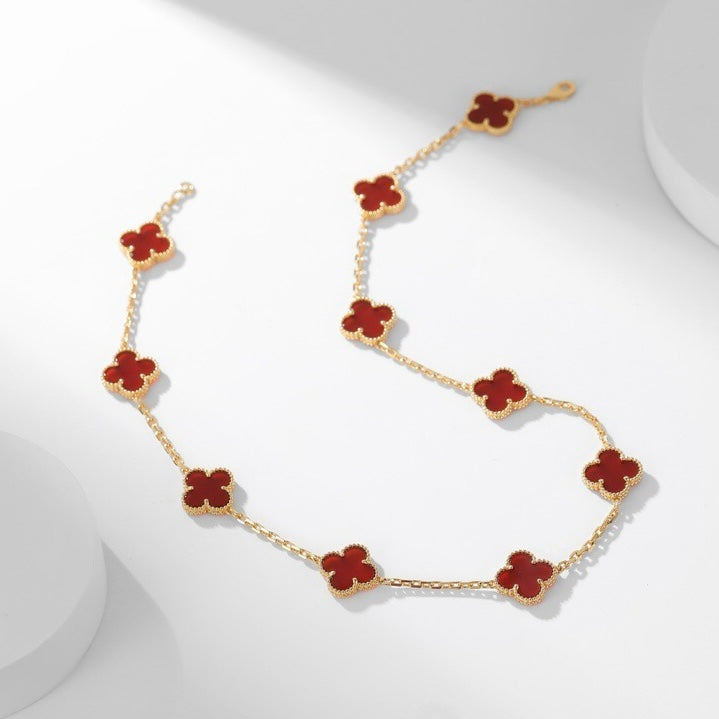 [Imperial] CLOVER 10 MOTIFS CARNELIAN NECKLACE