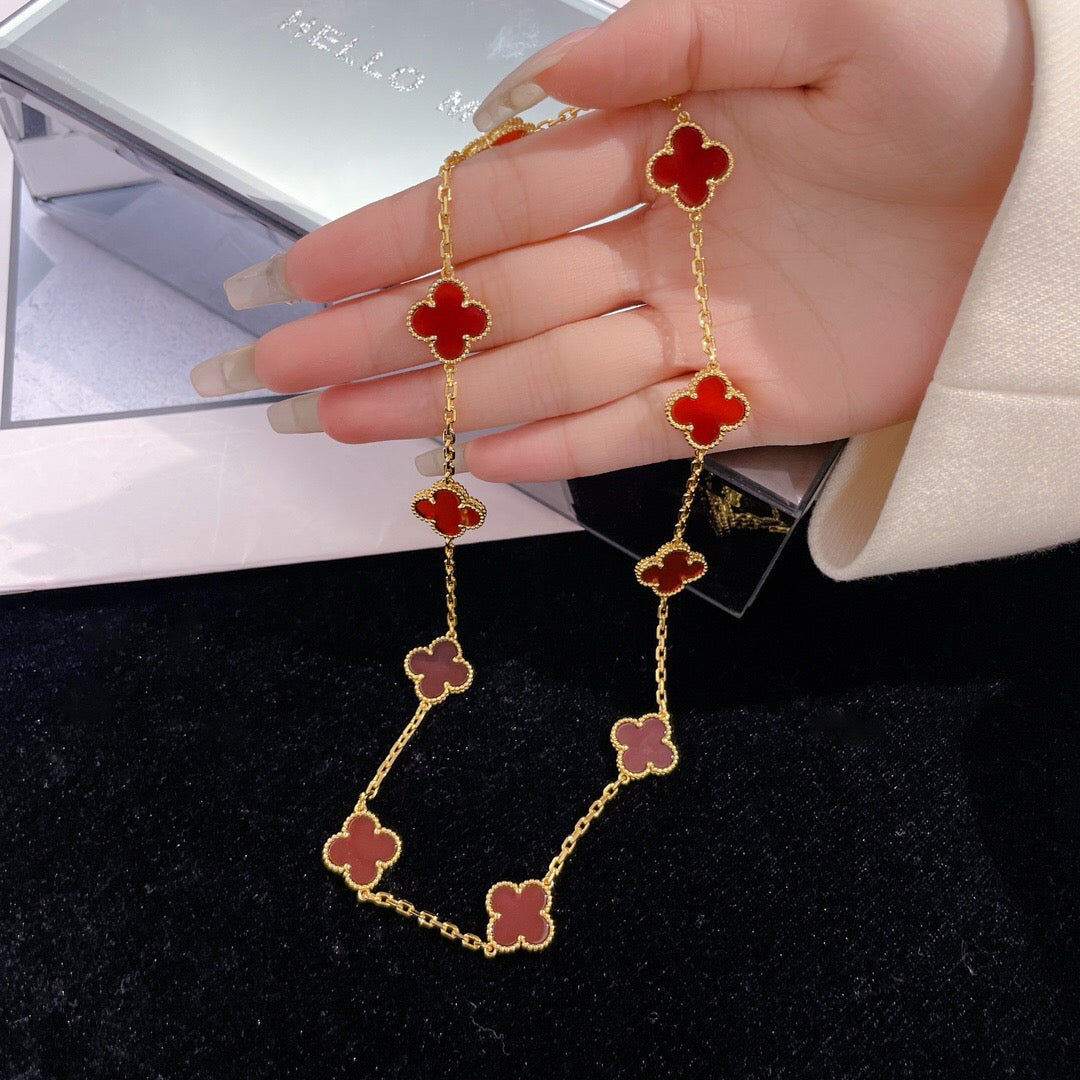 [Imperial] CLOVER 10 MOTIFS CARNELIAN NECKLACE