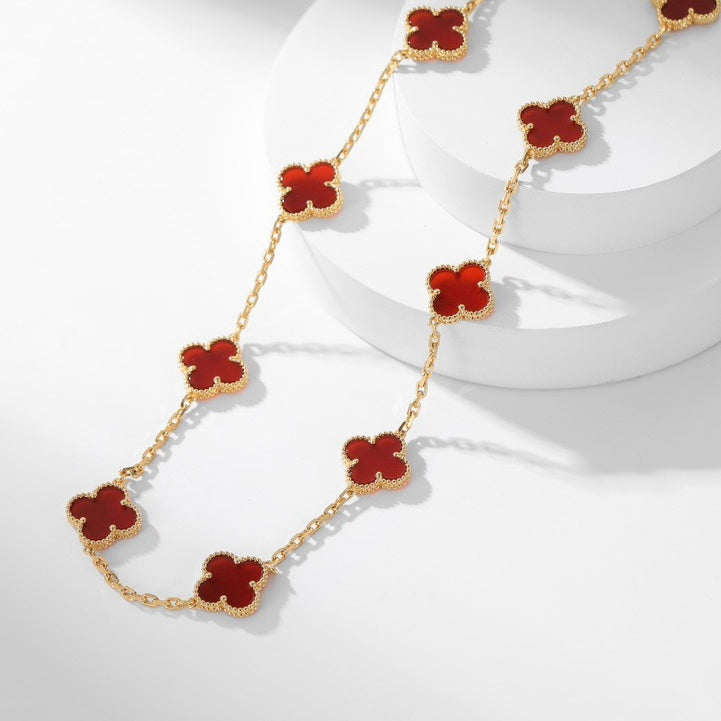 [Imperial] CLOVER 10 MOTIFS CARNELIAN NECKLACE