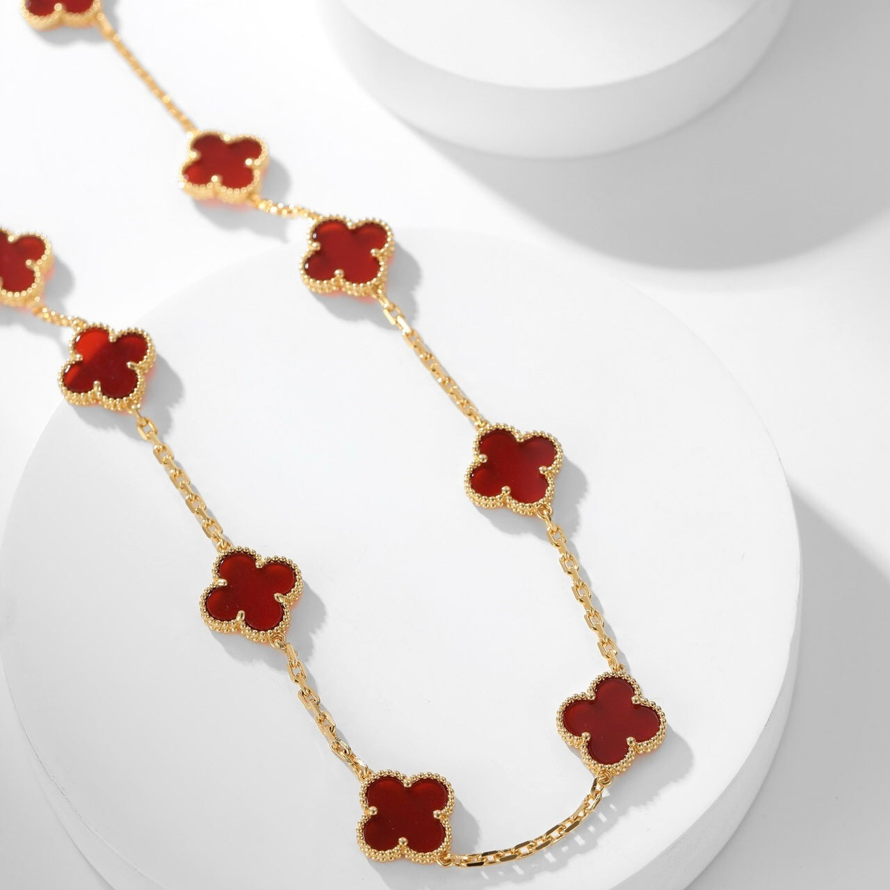 [Imperial] CLOVER 10 MOTIFS CARNELIAN NECKLACE