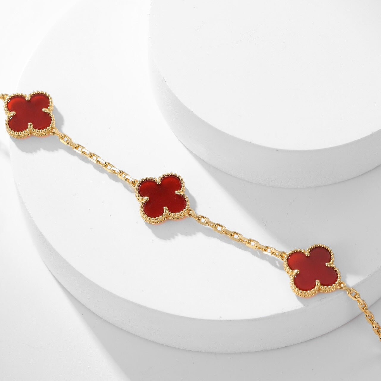 [Imperial] CLOVER 10 MOTIFS CARNELIAN NECKLACE