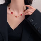 [Imperial] CLOVER 10 MOTIFS CARNELIAN NECKLACE