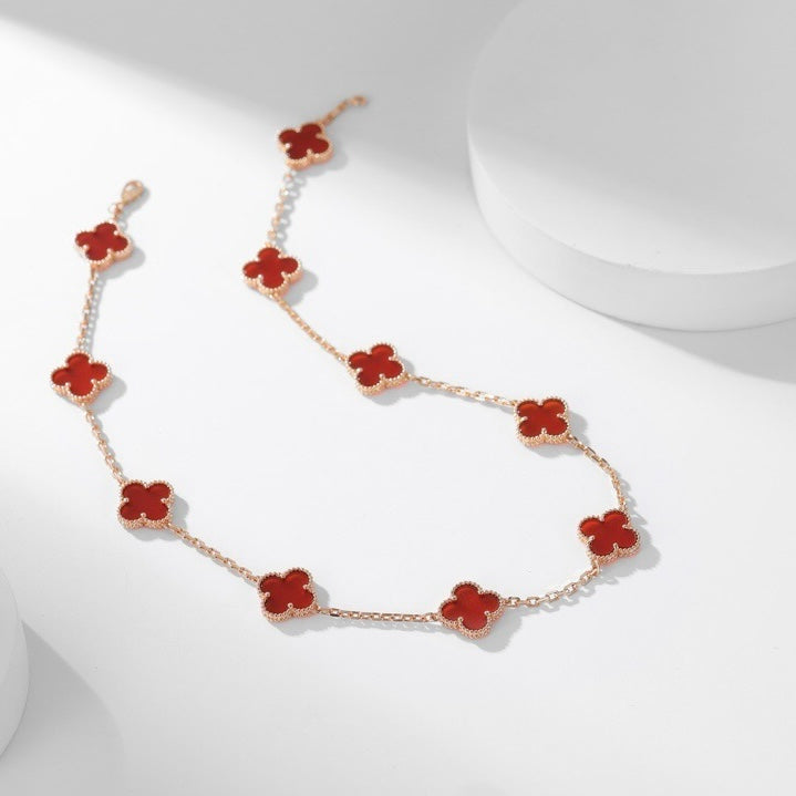[Imperial] CLOVER 10 MOTIFS CARNELIAN NECKLACE
